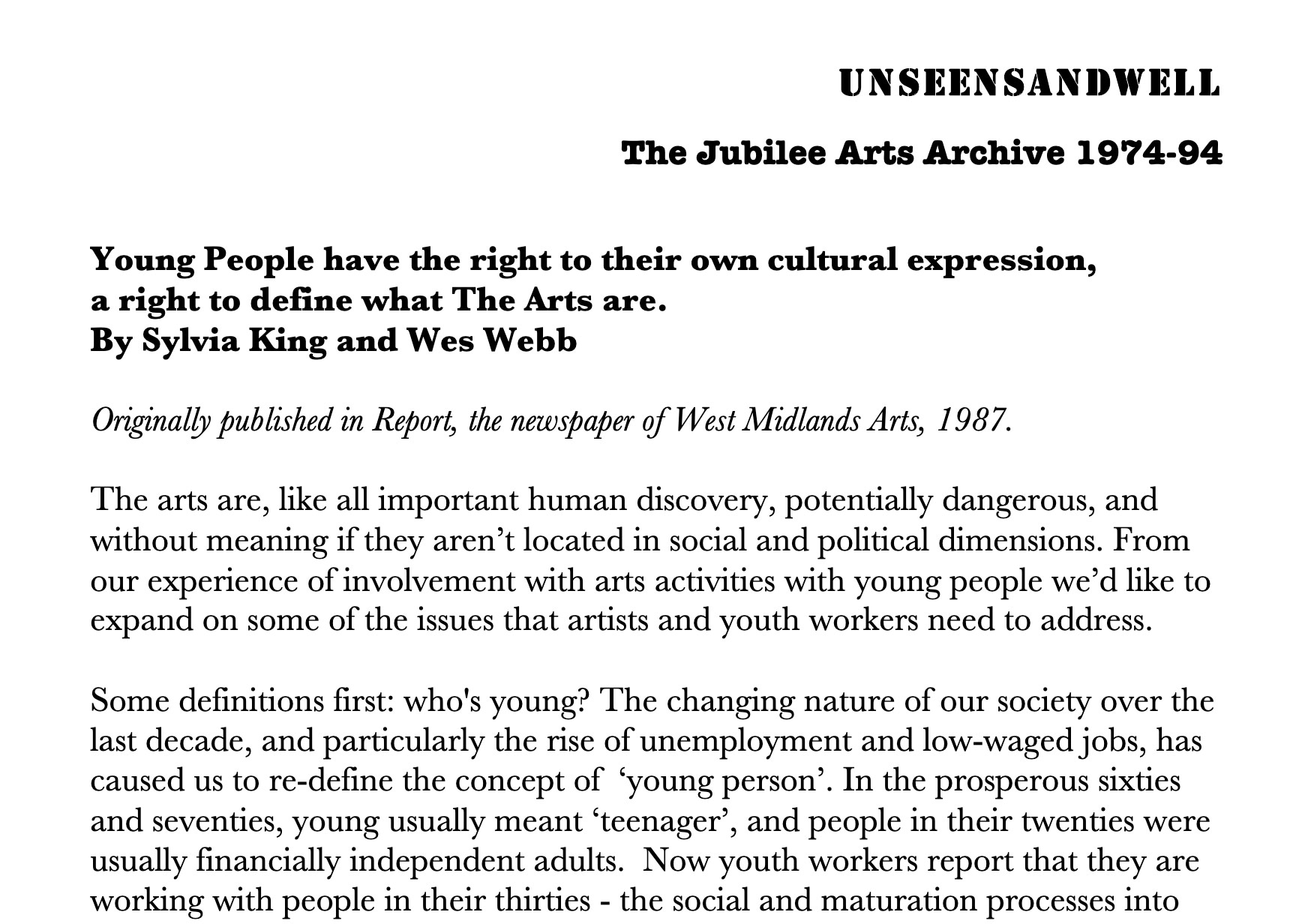 Young People have the right to their own cultural expression, a right